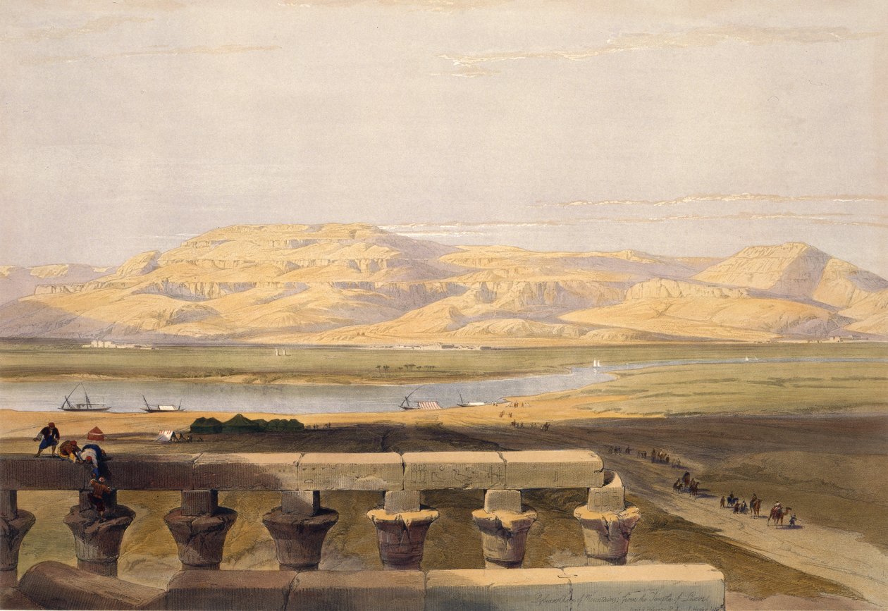 Cadena de Montañas Libias desde el Templo de Luxor, de Egipto y Nubia, Vol.1 de David Roberts