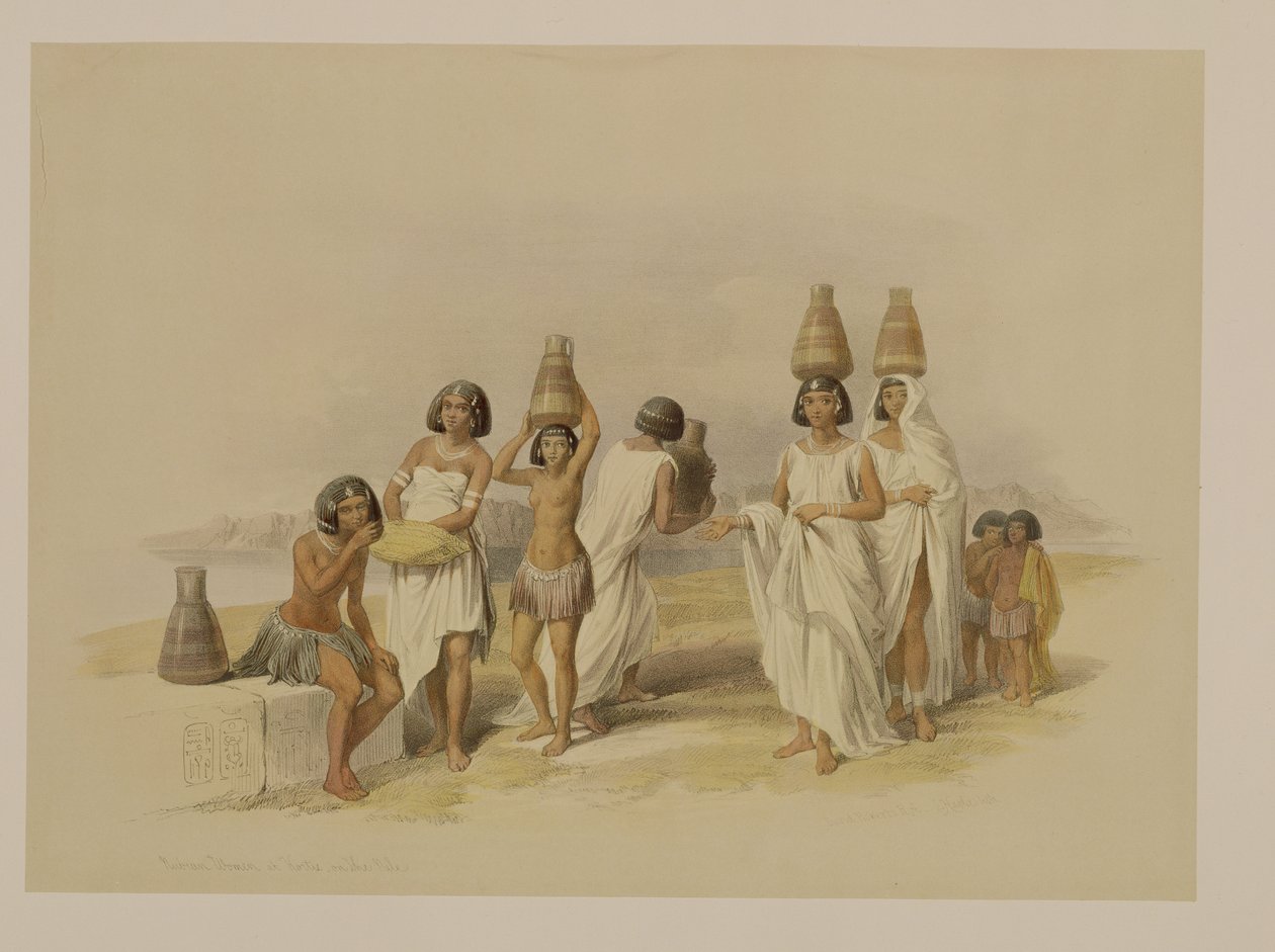Mujeres nubias en Kortie en el Nilo, de Egipto y Nubia, Vol.1 de David Roberts