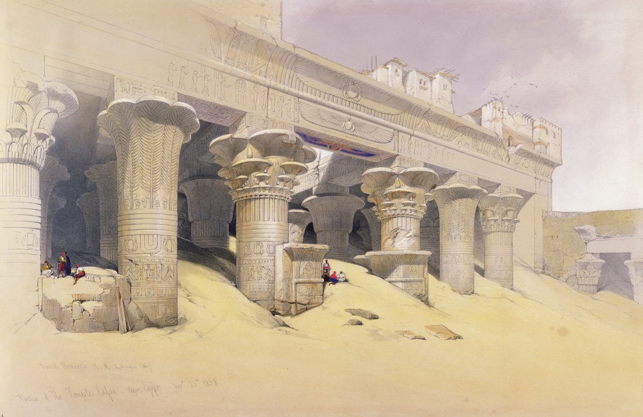 Pórtico del Templo de Edfu, Alto Egipto, de Egipto y Nubia, Vol.1 de David Roberts
