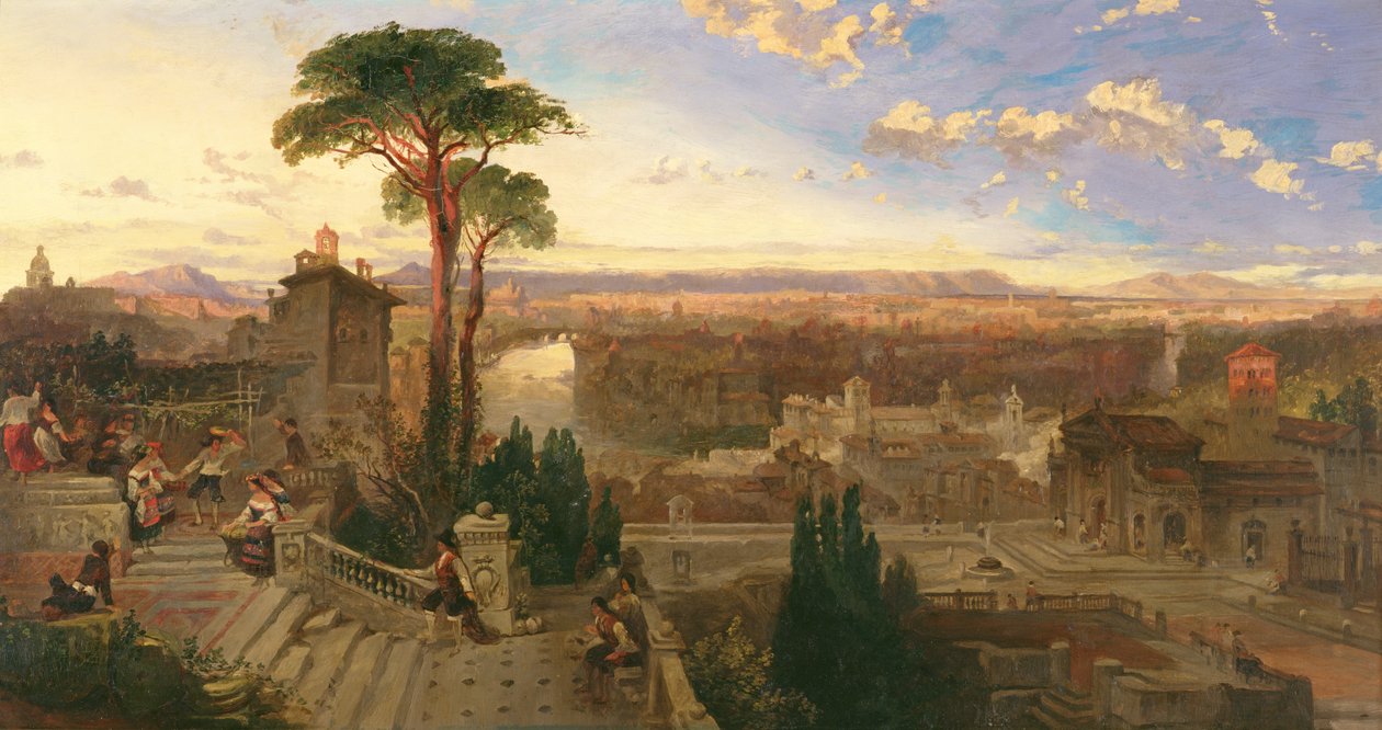 Roma, crepúsculo, vista desde el Convento de San Onofrio en el Monte Janículo, c.1853-55 de David Roberts