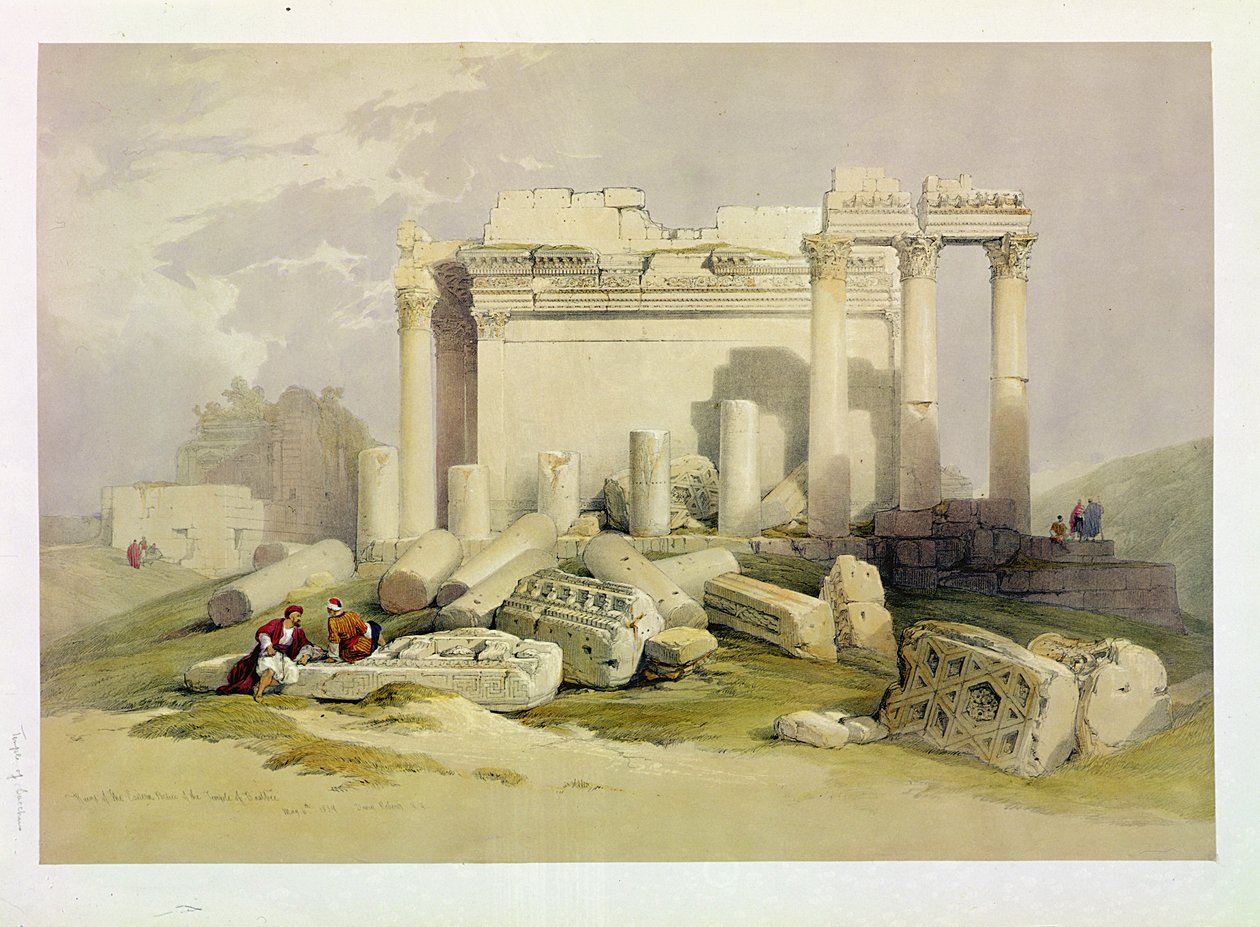Ruinas del pórtico oriental del Templo de Baalbec, 6 de mayo de 1839, placa 83 del Volumen II de 