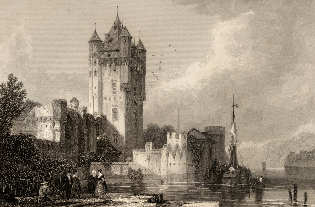 Las Torres Góticas de Ellfield, grabado por E.I. Roberts, ilustración de 