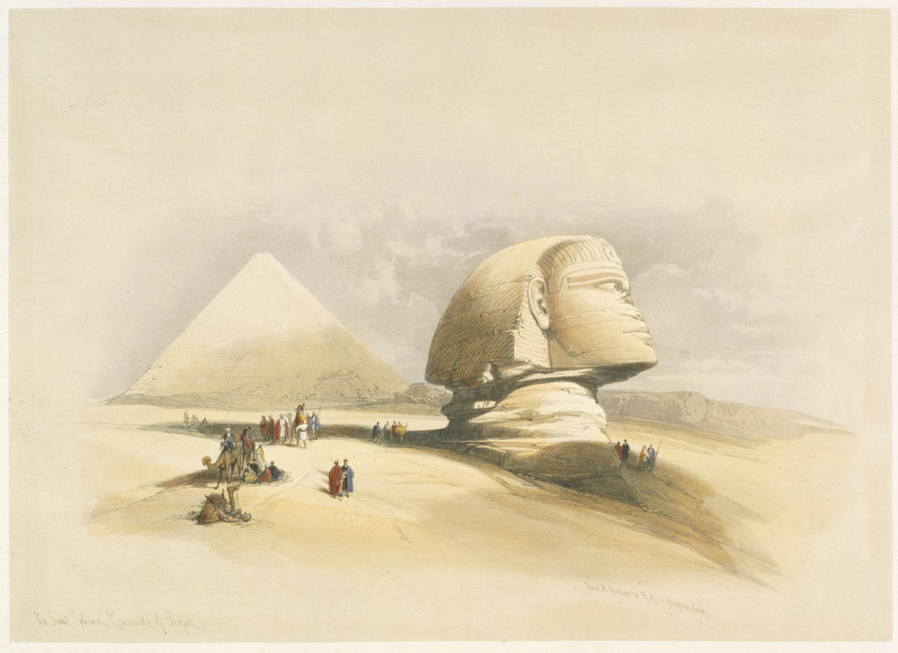 La Gran Esfinge y las pirámides de Giza, de Egipto y Nubia, Vol.1 de David Roberts