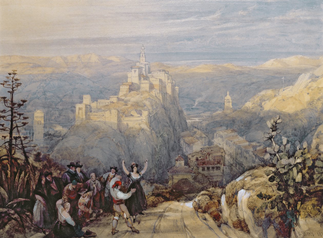 La Ciudad y el Castillo en Loja, España, 1834 de David Roberts