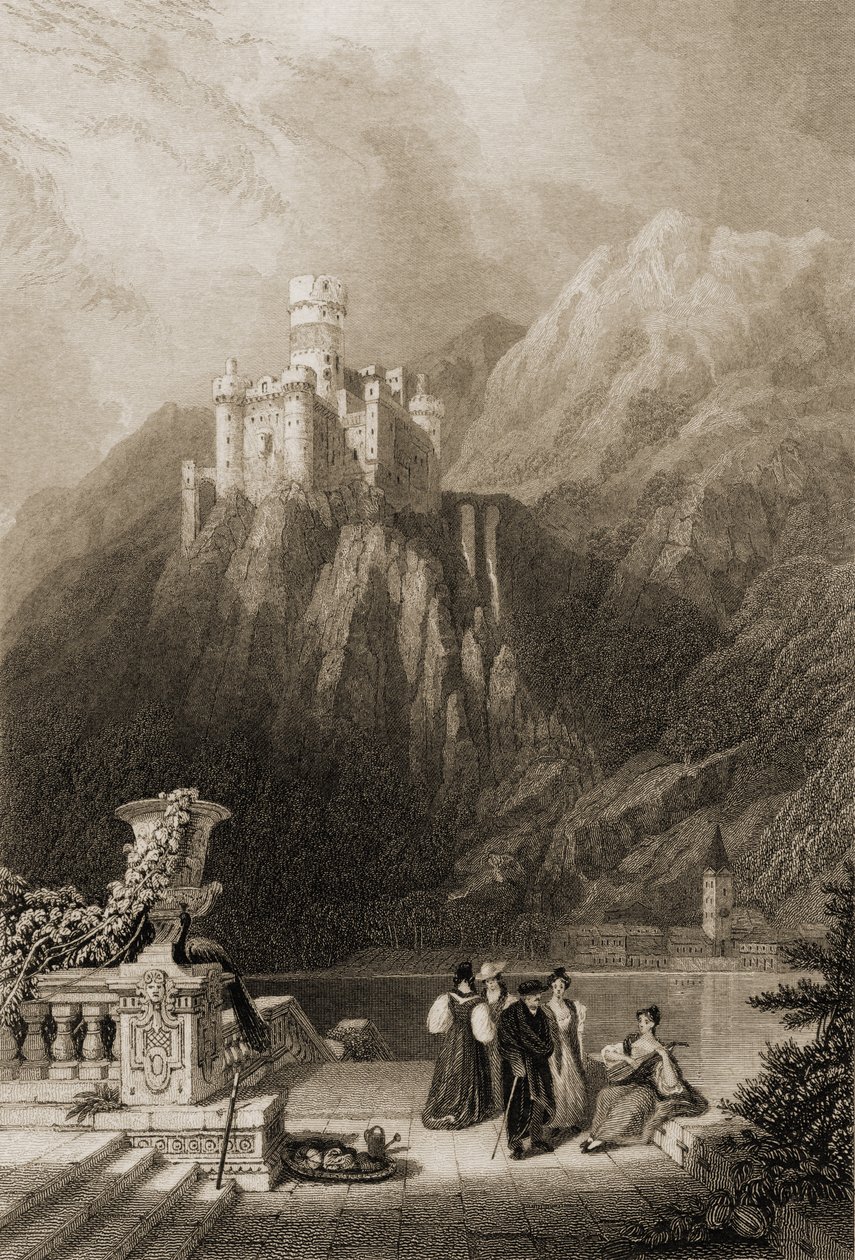 Castillo de Thurnburg, grabado por J.T. Willmore, ilustración de 