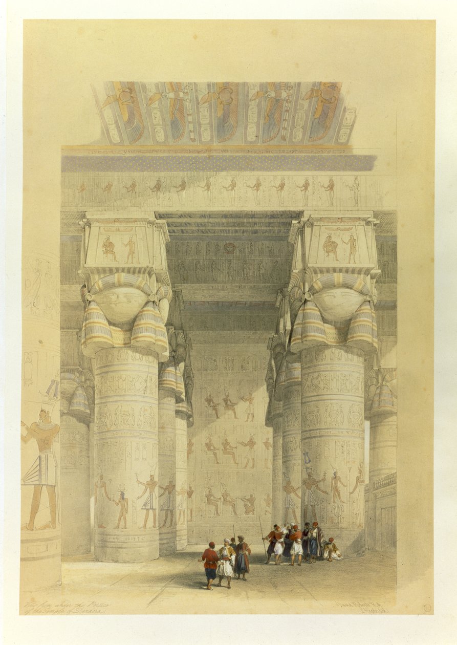 Vista desde el pórtico del Templo en Dendarah, de Egipto y Nubia, Vol.1 de David Roberts