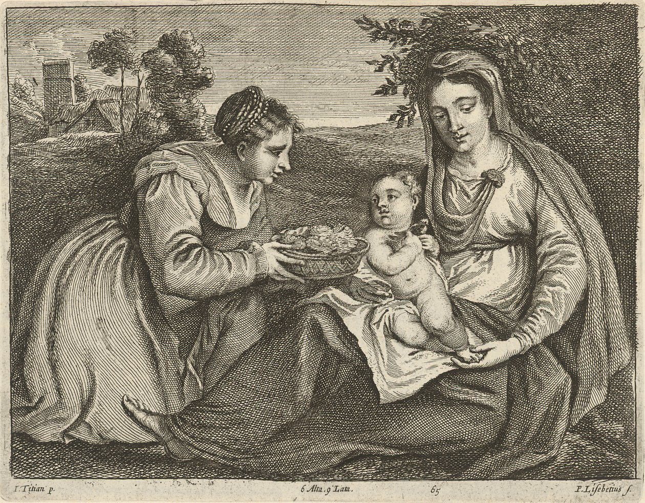 Madonna y el Niño con Santa Dorotea de David Teniers the Younger
