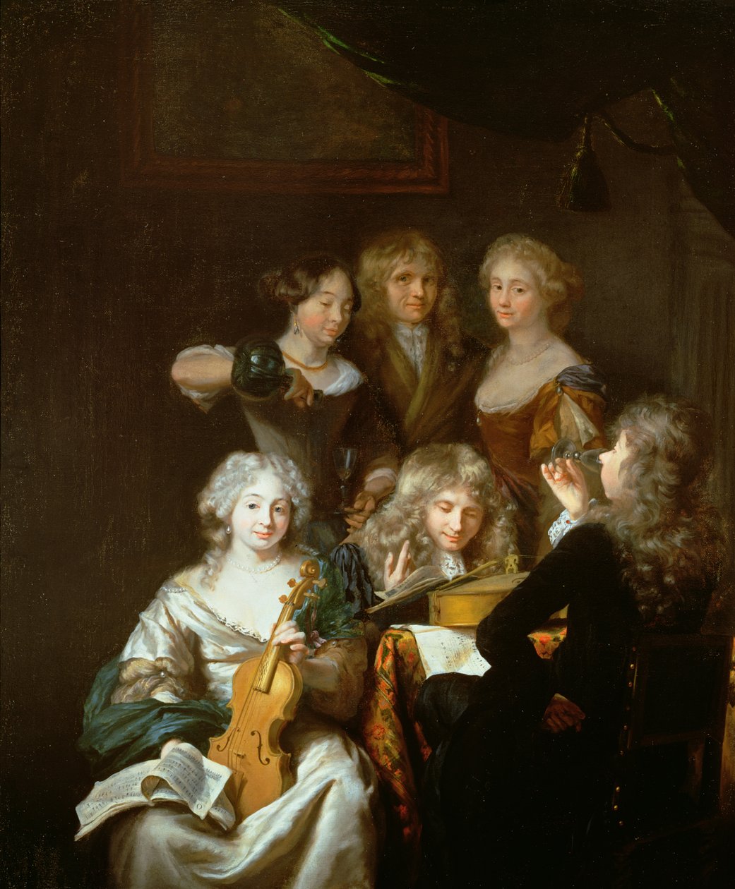 Interior con músicos de David van der Plaes