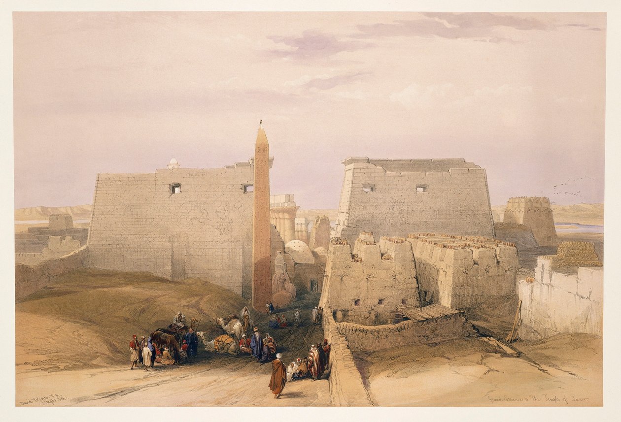 Egipto, entrada al Templo de Luxor, grabado basado en un dibujo de David Roberts de David (after) Roberts