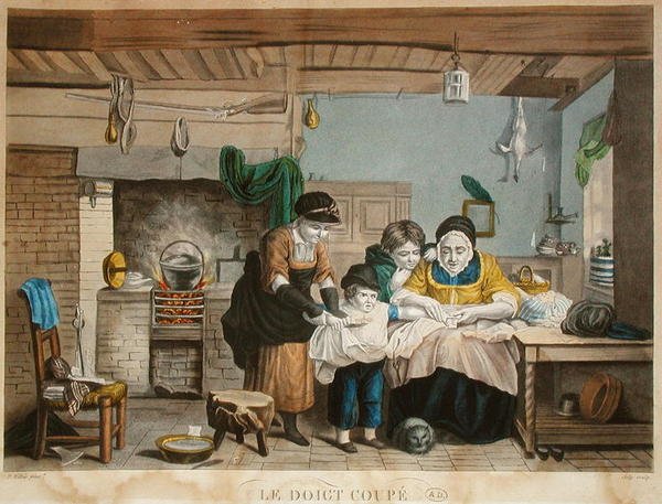 El dedo cortado, grabado por Joly, c.1830-40 de David (after) Wilkie