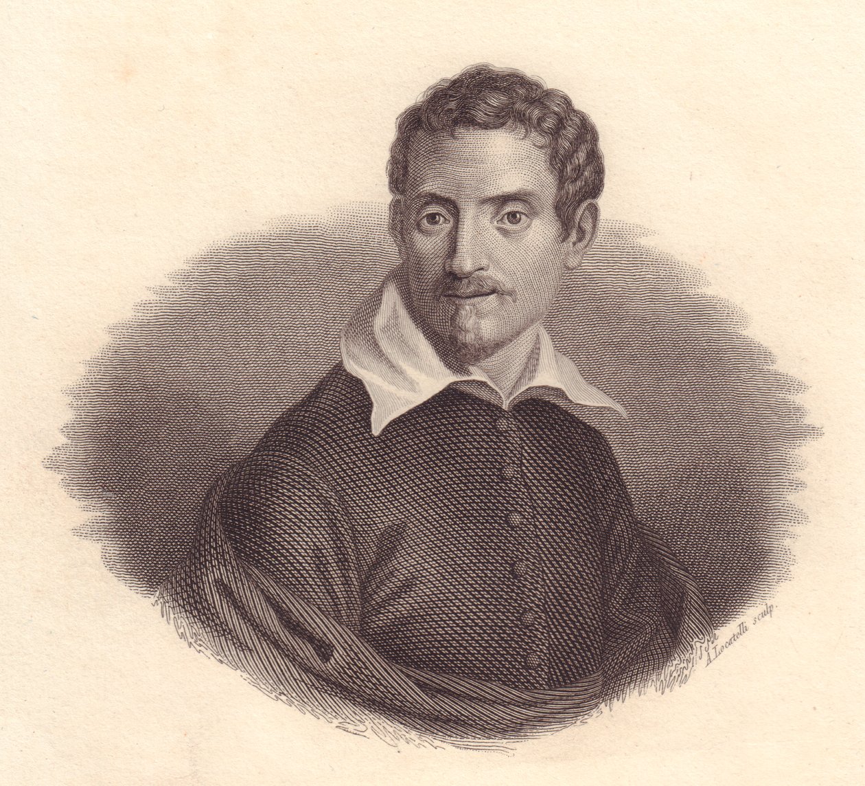 Retrato del pintor italiano Domenico Zampieri, también conocido como Domenichino (1581-1641), grabado en cobre por A Locatelli de John Ward Dunsmore