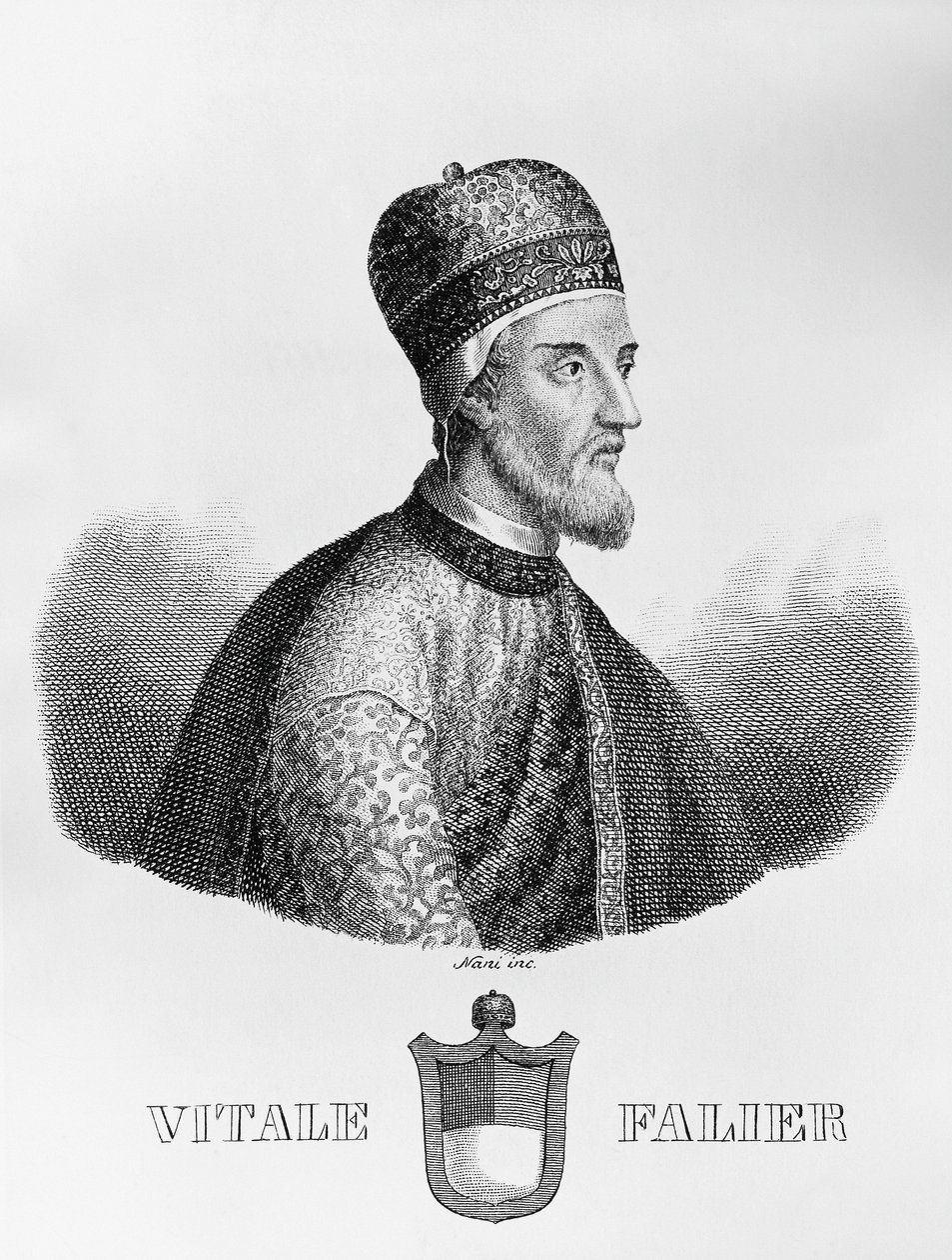 Retrato de Vitale Falier (fallecido ca 1095), 32º Dux de Venecia, grabado por Antonio Nani (1803-1870) de John Ward Dunsmore