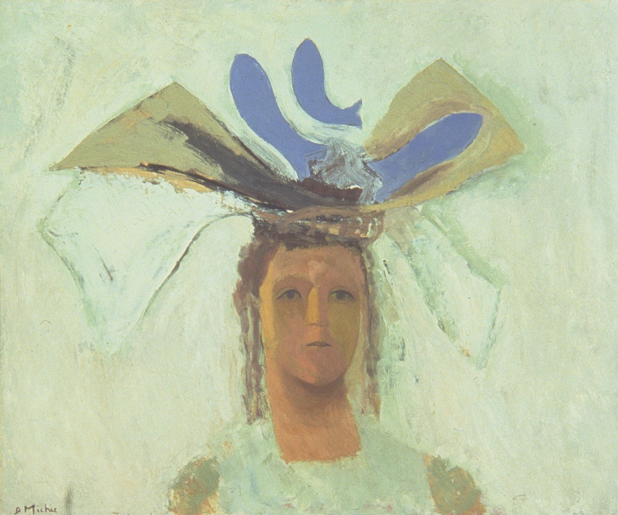 Chica con pez azul (óleo sobre tabla) de David Alan Redpath Michie