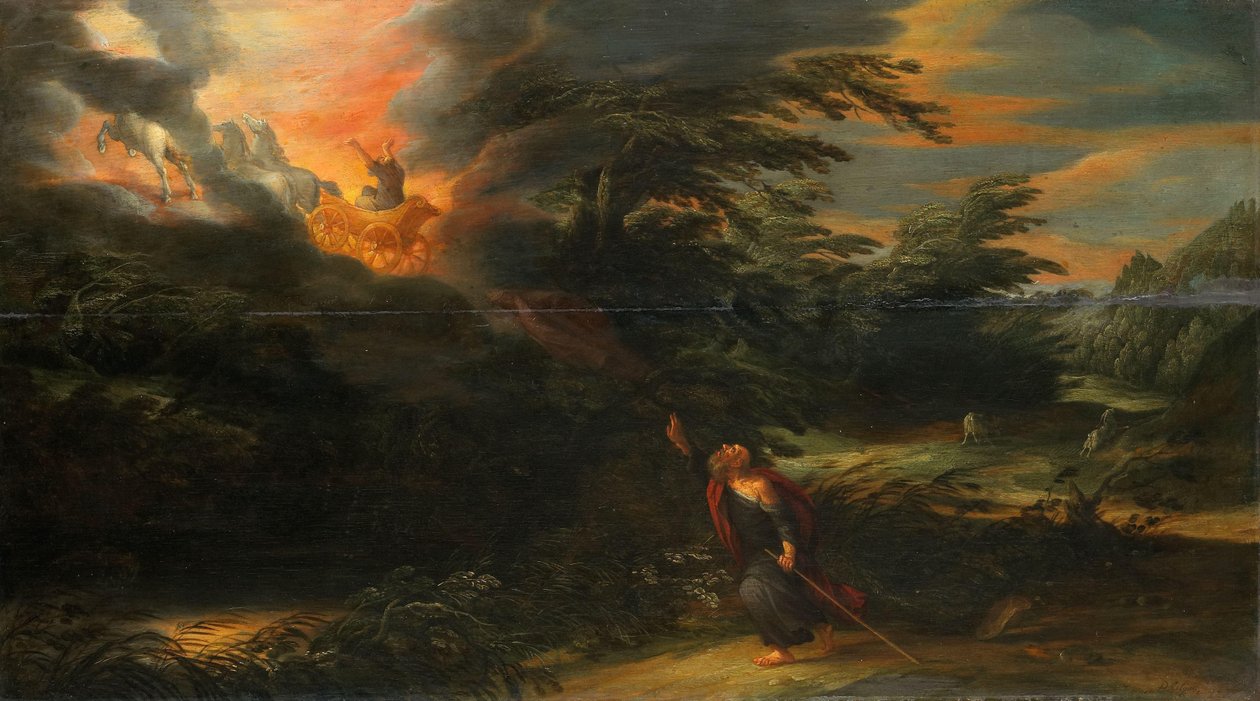 La ascensión de Elías (II Reyes 2:11-13) de David Colijns