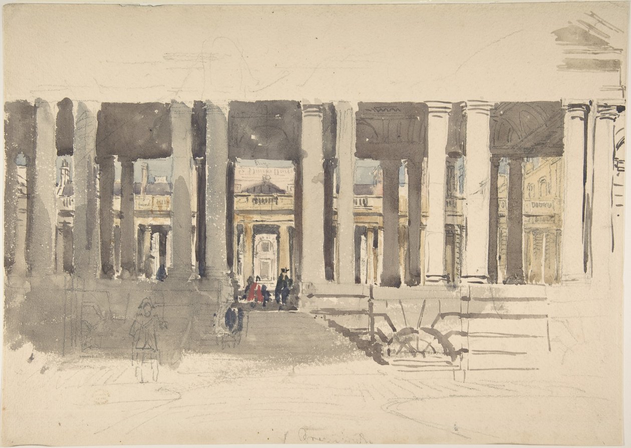 Hospital de Greenwich (anverso); Estudio de un edificio (reverso) de David Cox