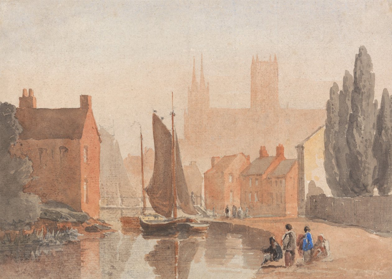 La catedral de Lincoln vista desde Brayford Pool de David Cox
