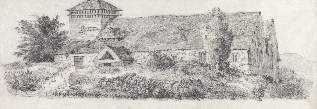Iglesia de Llanfair, Gales del Norte para Tratado de pintura de paisaje y efecto en acuarela de David Cox