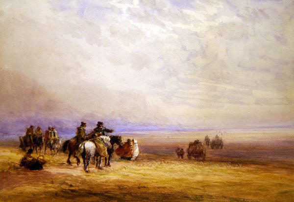 Preparándose para cruzar las arenas de Lancaster de David Cox