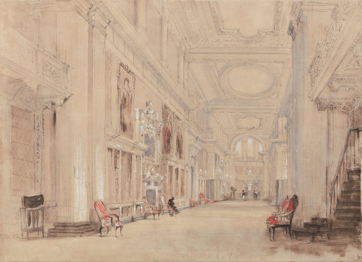 La Galería de Retratos, Hardwick Hall, Derbyshire de David Cox
