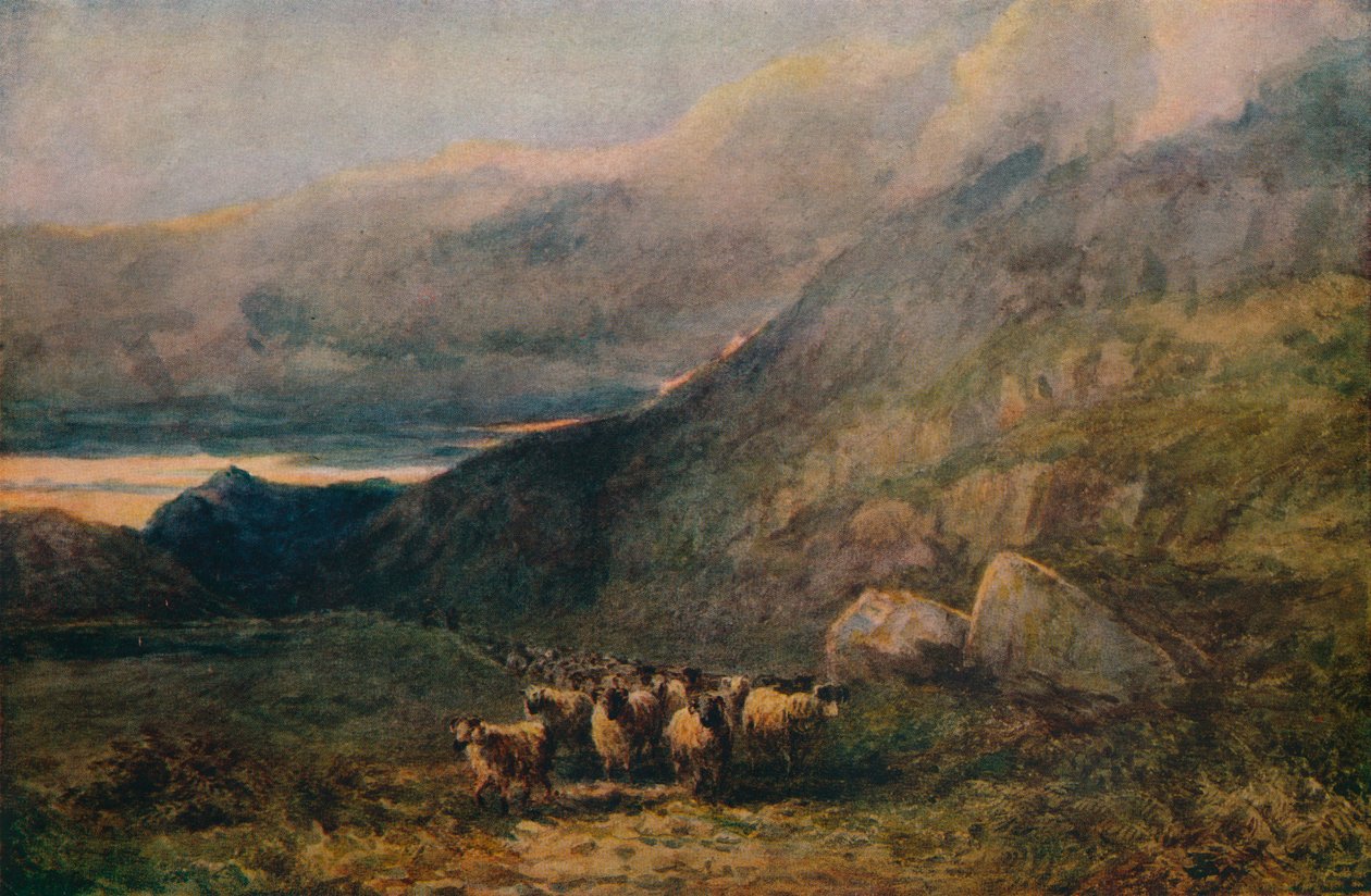 Camino de montaña con sueño, c. 1838 de David Cox the elder