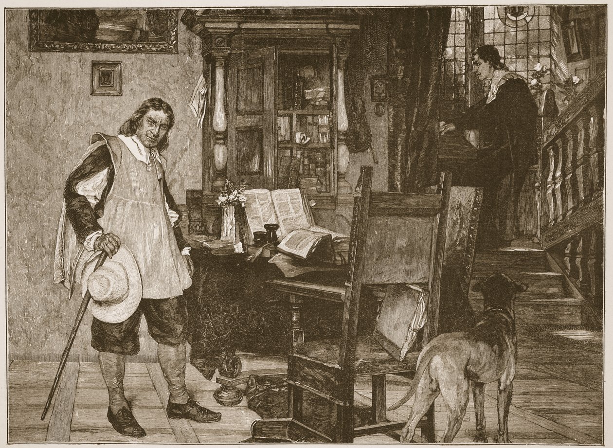 El Sr. Oliver Cromwell visita al Sr. John Milton, ilustración de 
