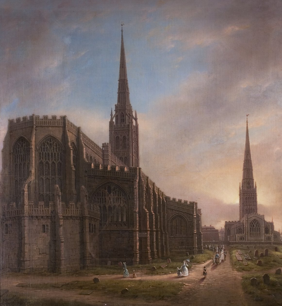 Iglesias de San Miguel y la Santísima Trinidad, desde el Noreste, Coventry, 1849 de David Gee