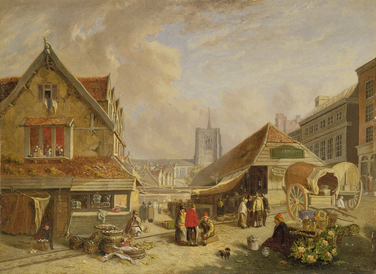 El viejo mercado de pescado, Norwich, 1825 de David Hodgson