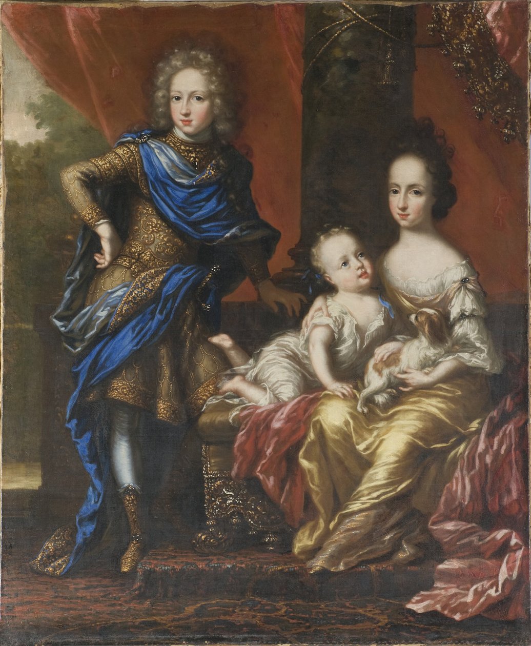 Carlos XII, 1682-1718, rey de Suecia; sus hermanas Hedvig Sofía, 1681-1708, princesa de Suecia y duquesa de Holstein-Gottorp, y Ulrika Eleonora la Joven, 1688-1741, reina de Suecia de David Klöcker Ehrenstrahl