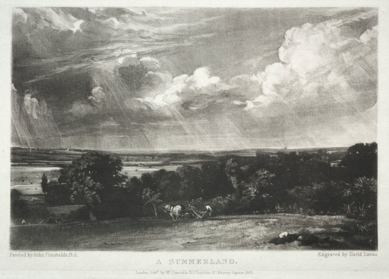 Varios temas de paisaje, característicos del paisaje inglés...Un verano, 1831 de David Lucas