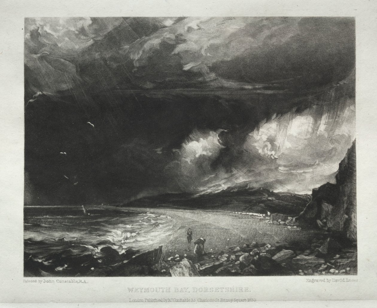 Varios temas de paisaje, característicos del paisaje inglés...Bahía de Weymouth, Dorsetshire, 1830 de David Lucas