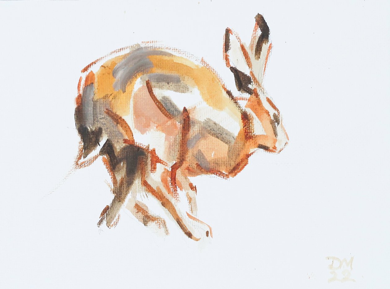 Liebre (corriendo), 2022 (óleo sobre lienzo) de David Mayer