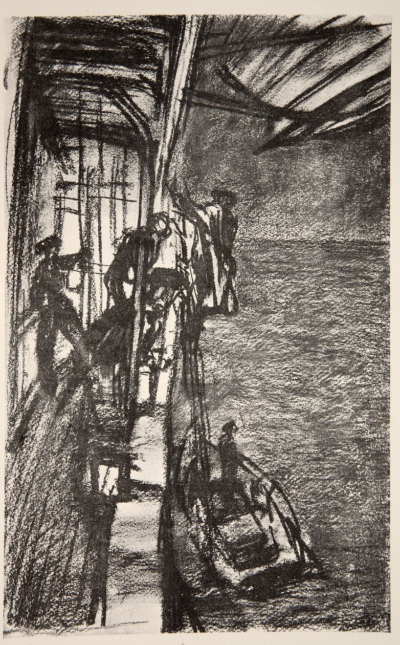 Off Havre: llevando al piloto a bordo de un barco hospital, ilustración de 