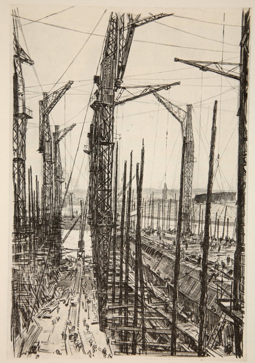 Las Siete Grullas, ilustración de "The Western Front", pub. by Country Life Ltd de David Muirhead Bone