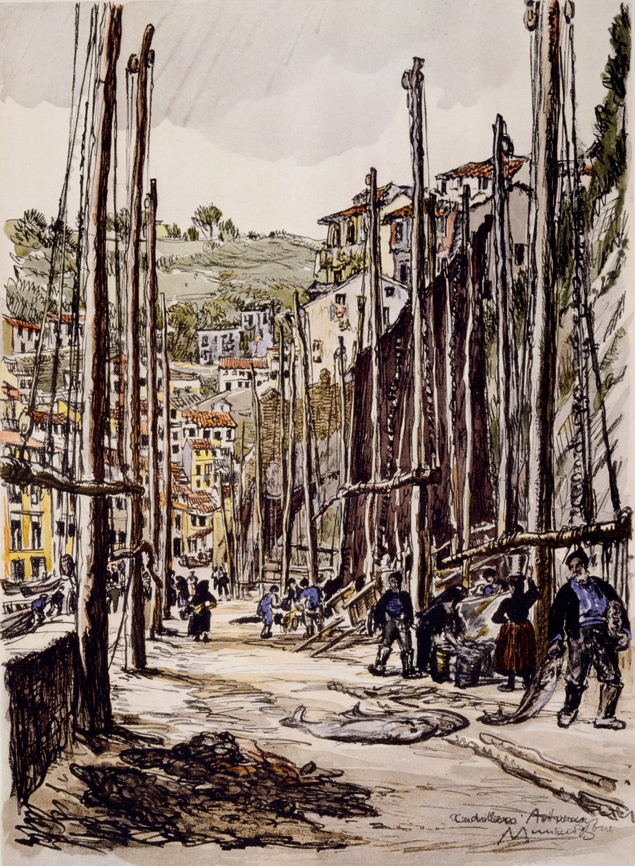 Los Atuneros, Cudillero, Costa Asturiana de David Muirhead Bone