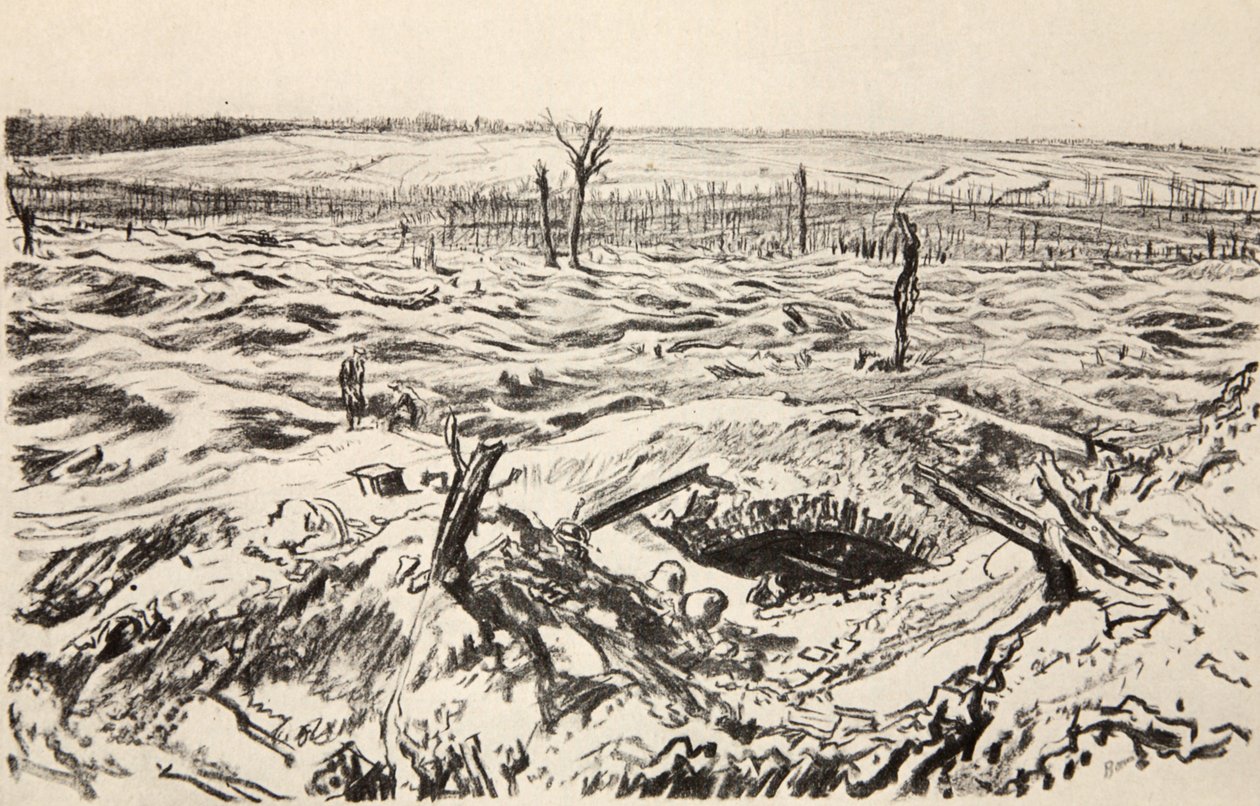 Thiepval, ilustración de "The Western Front", pub. by Country Life Ltd de David Muirhead Bone