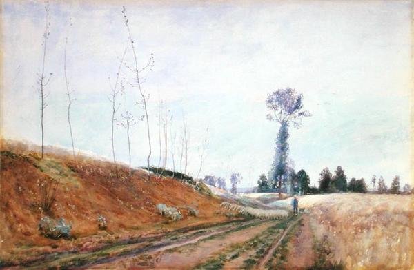 Pradera al Borde del Camino en Picardía, c.1887 de David Murray