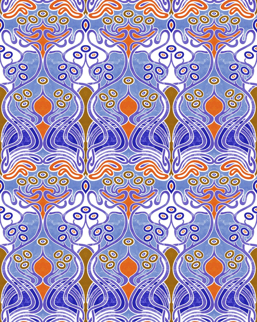Beauclair Blue Orange, 2018 (técnica mixta digital) de David Newton