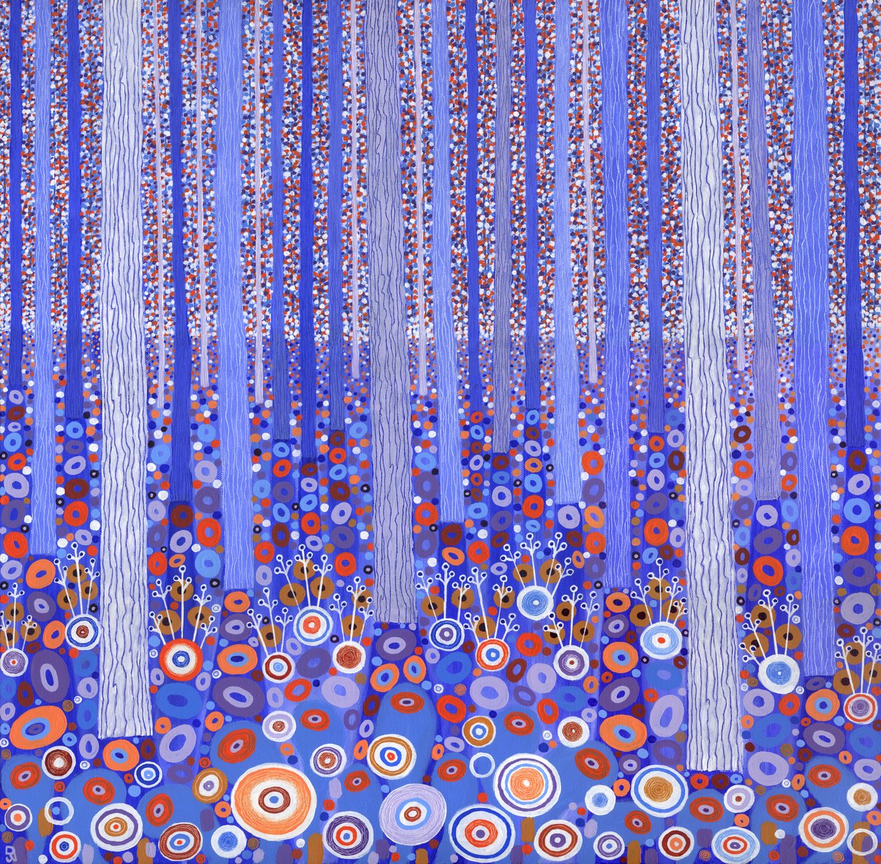 Bosque azul anaranjado, 2015 (acrílico sobre lienzo) de David Newton