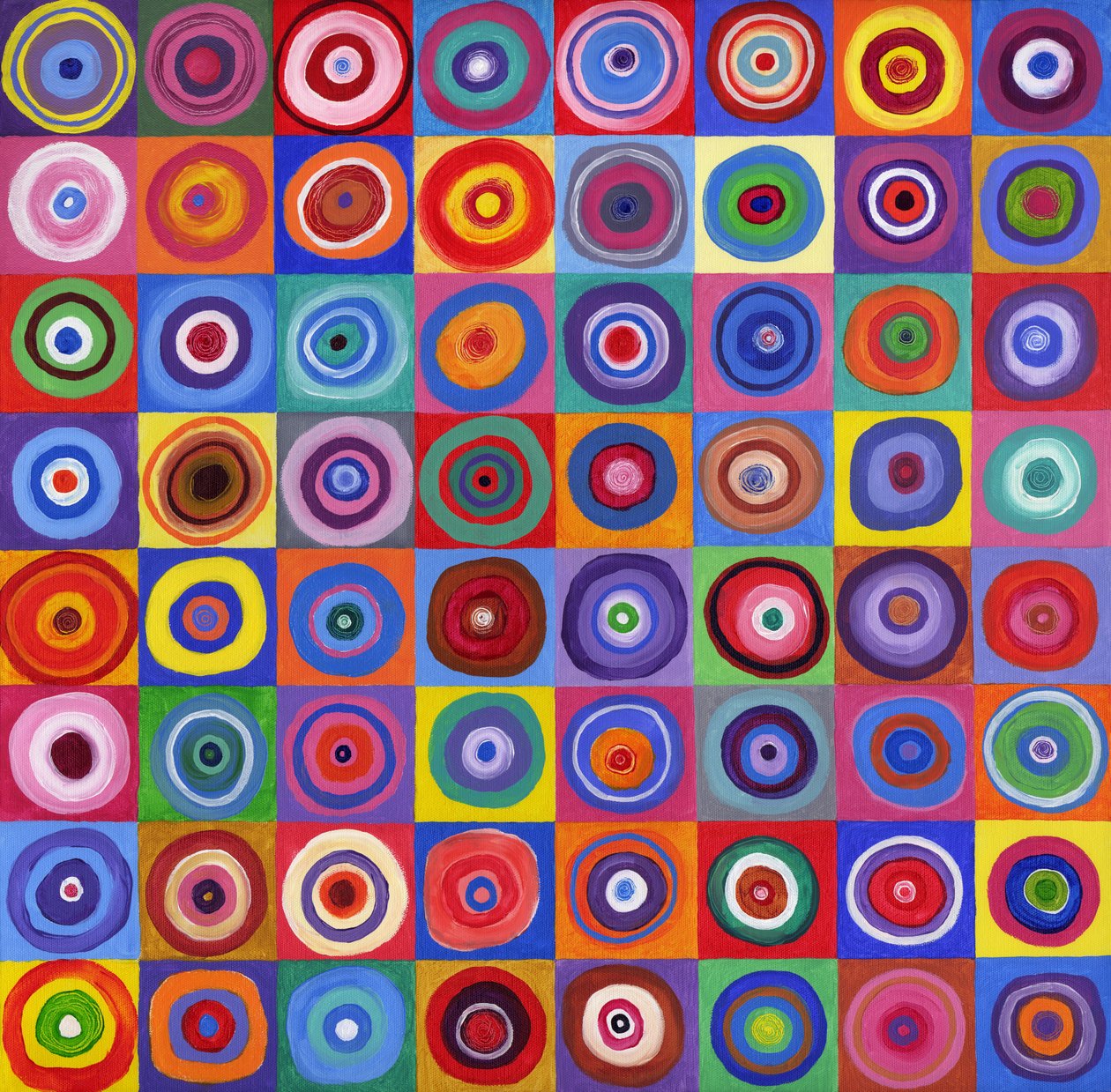 En círculo cuadrado 64 según Kandinsky, 2012 (acrílico sobre lienzo) de David Newton
