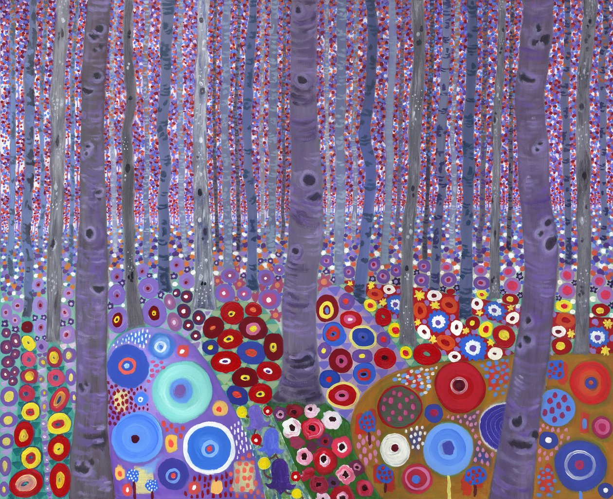 El bosque de Klimt, 2010 (acrílico sobre lienzo) de David Newton