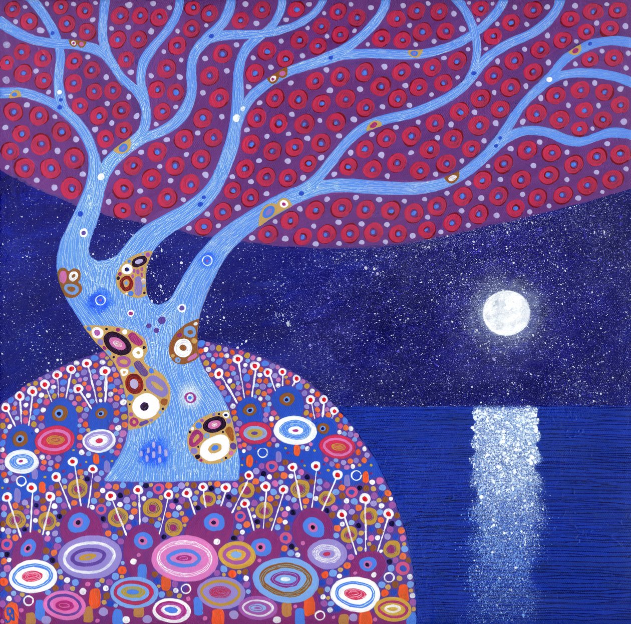 Luna de medianoche, 2016 (acrílico sobre lienzo) de David Newton