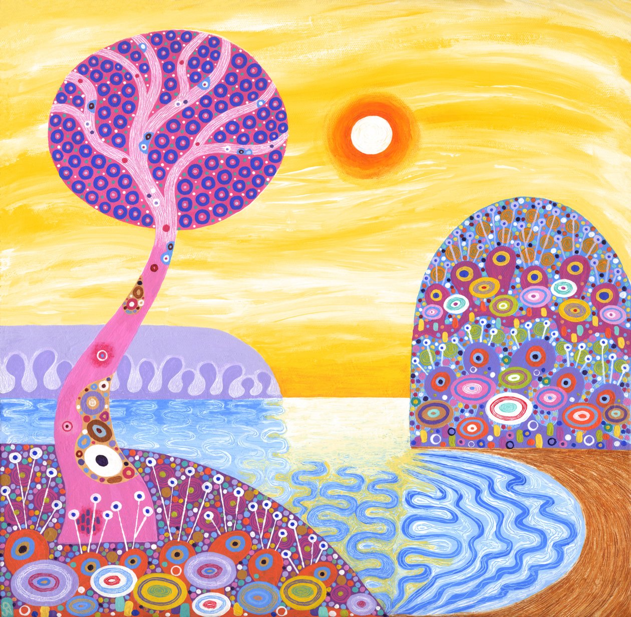 Sunset Cove, 2016 (acrílico sobre lienzo) de David Newton
