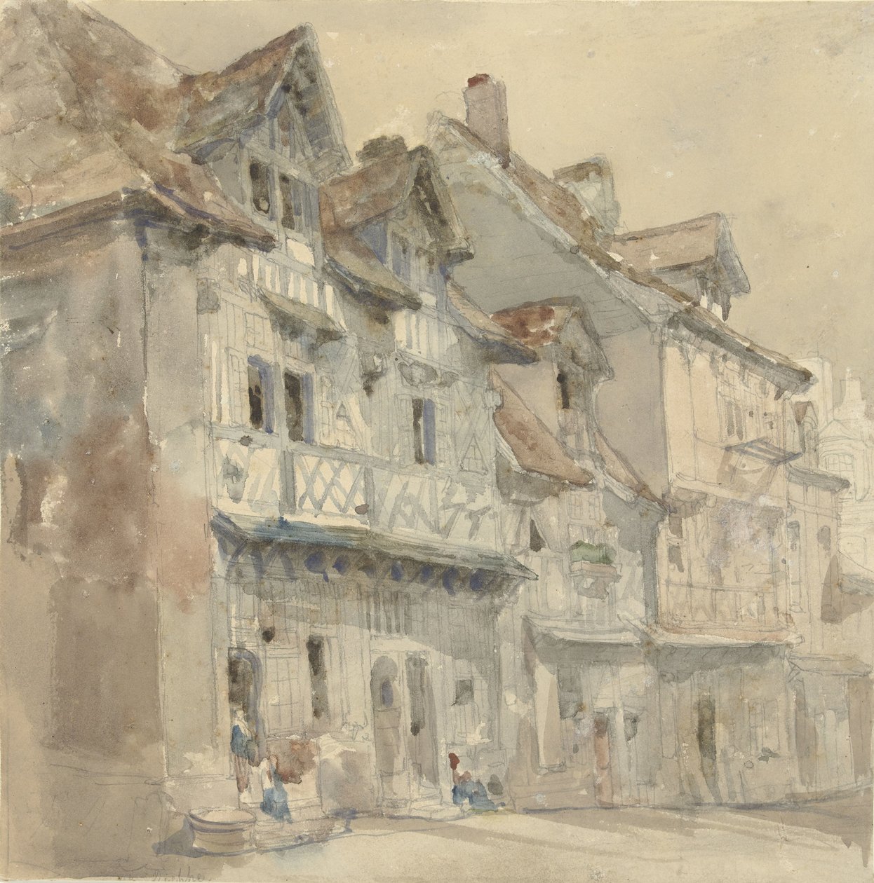 Casas en Dieppe de David Roberts (attributed to)