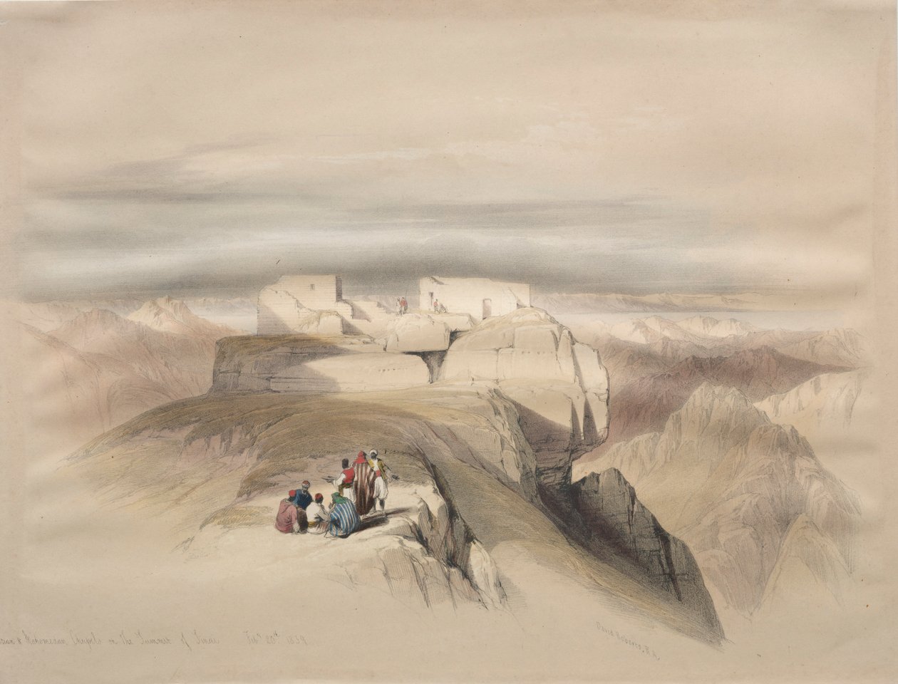 Capillas cristiana y mahometana en la cima del Sinaí, 1839 de David Roberts