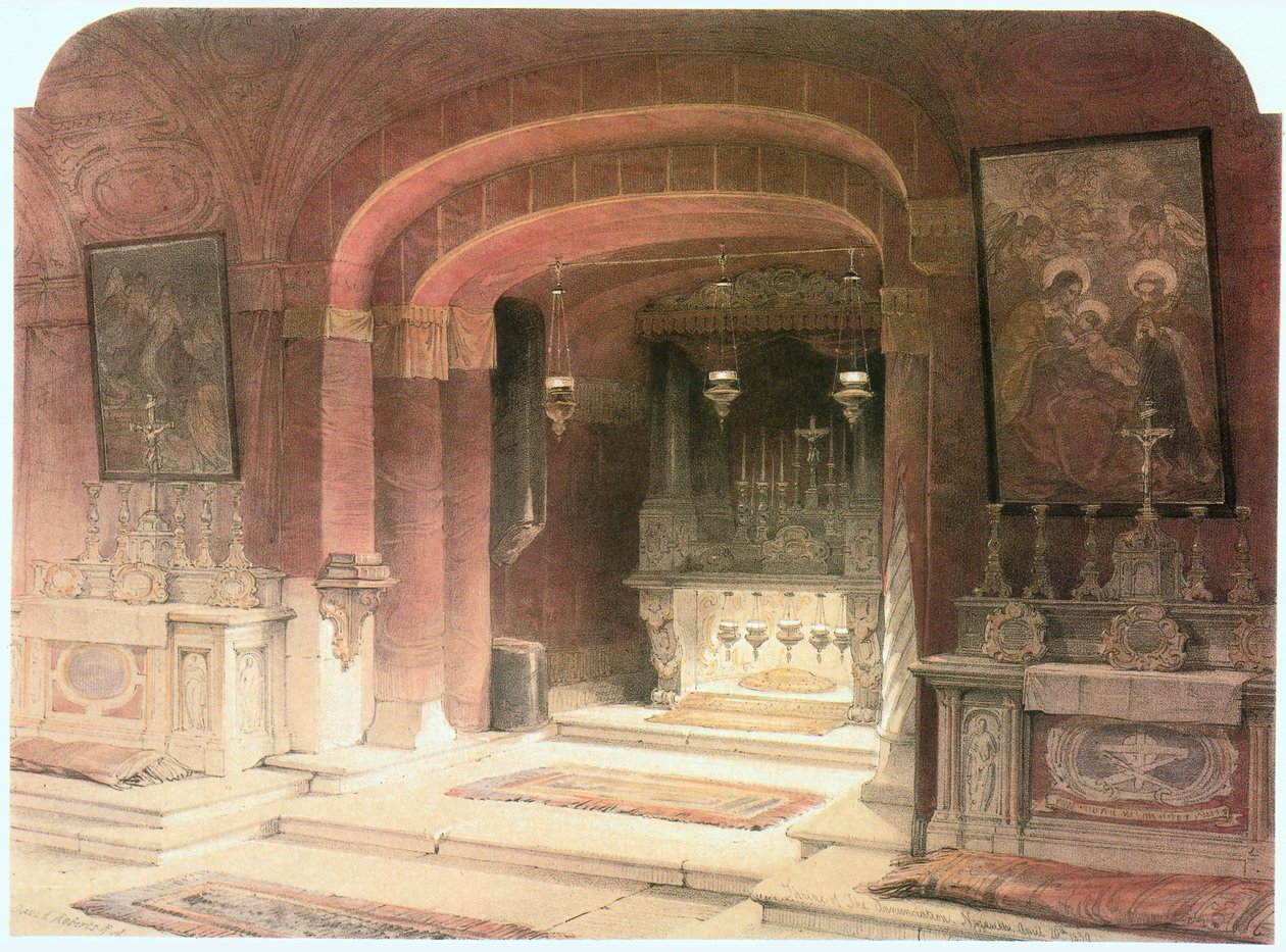 Iglesia de la Anunciación, Altar de la Anunciación, Nazaret ... (grabado) de David Roberts