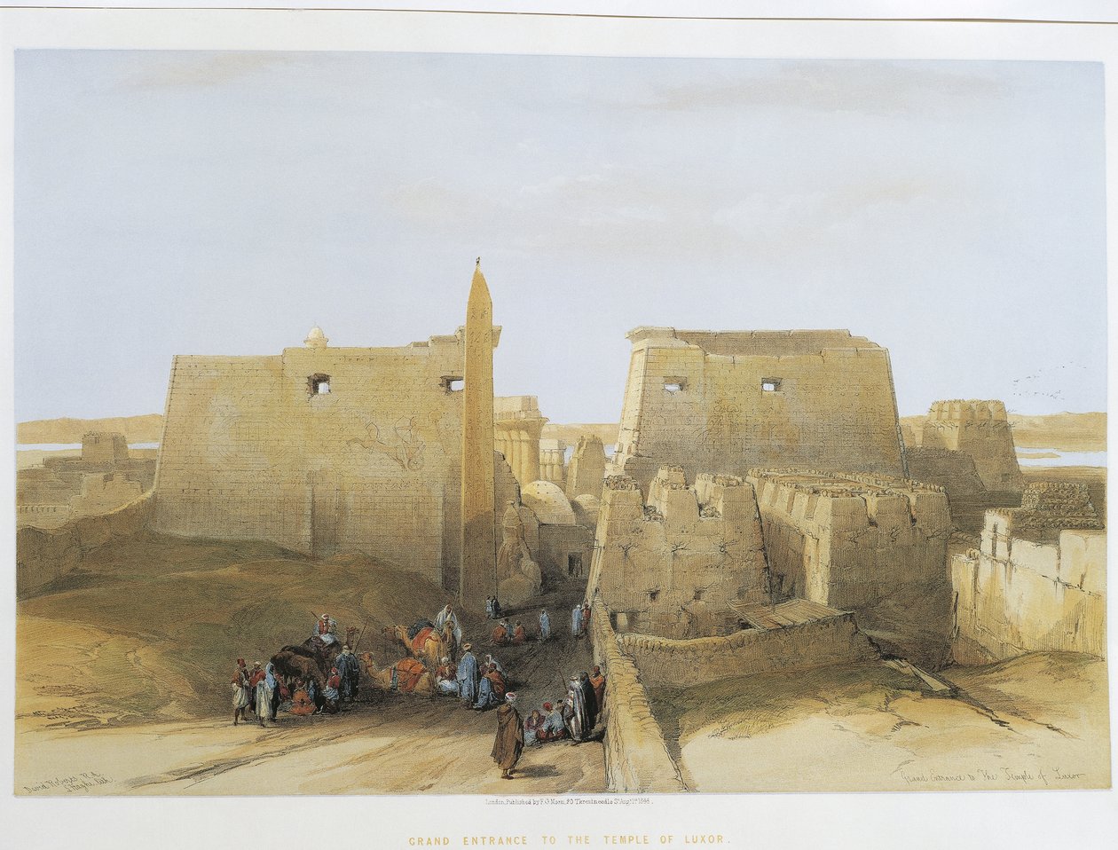 Egipto, Templo en Luxor, grabado de David Roberts