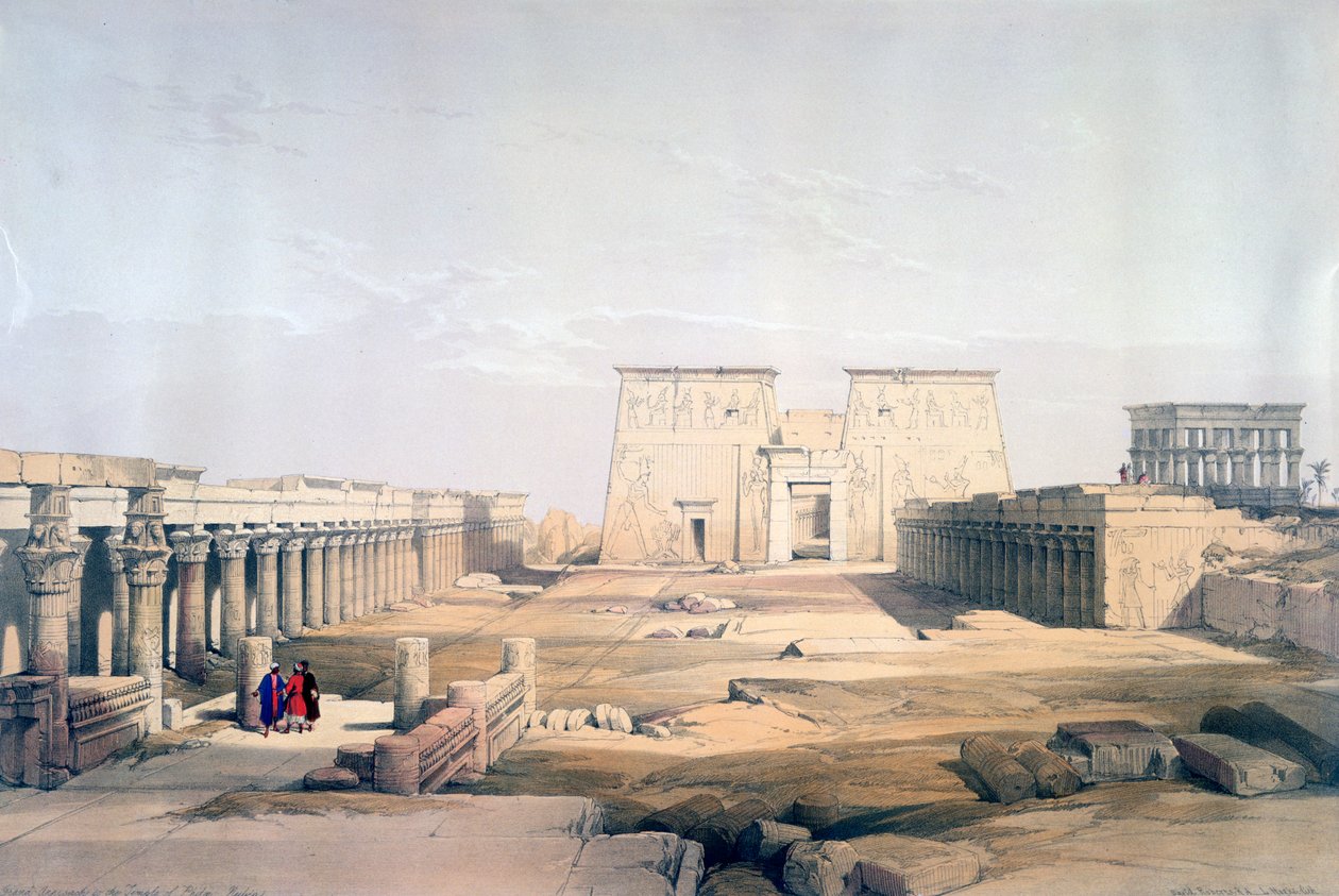 Gran enfoque al Templo de Filae, Nubia, siglo XIX de David Roberts