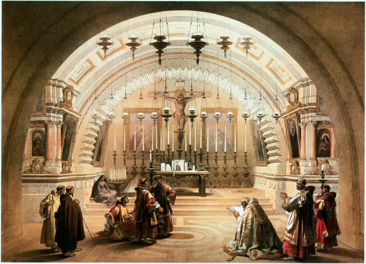 En Tierra Santa: Jerusalén, Iglesia del Santo Sepulcro, Gólgota (grabado) de David Roberts