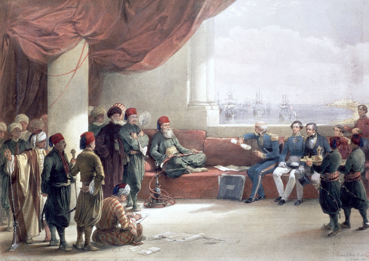 Entrevista con el Virrey de Egipto en su Palacio, Alejandría, Egipto, 12 de mayo de 1839, siglo XIX de David Roberts