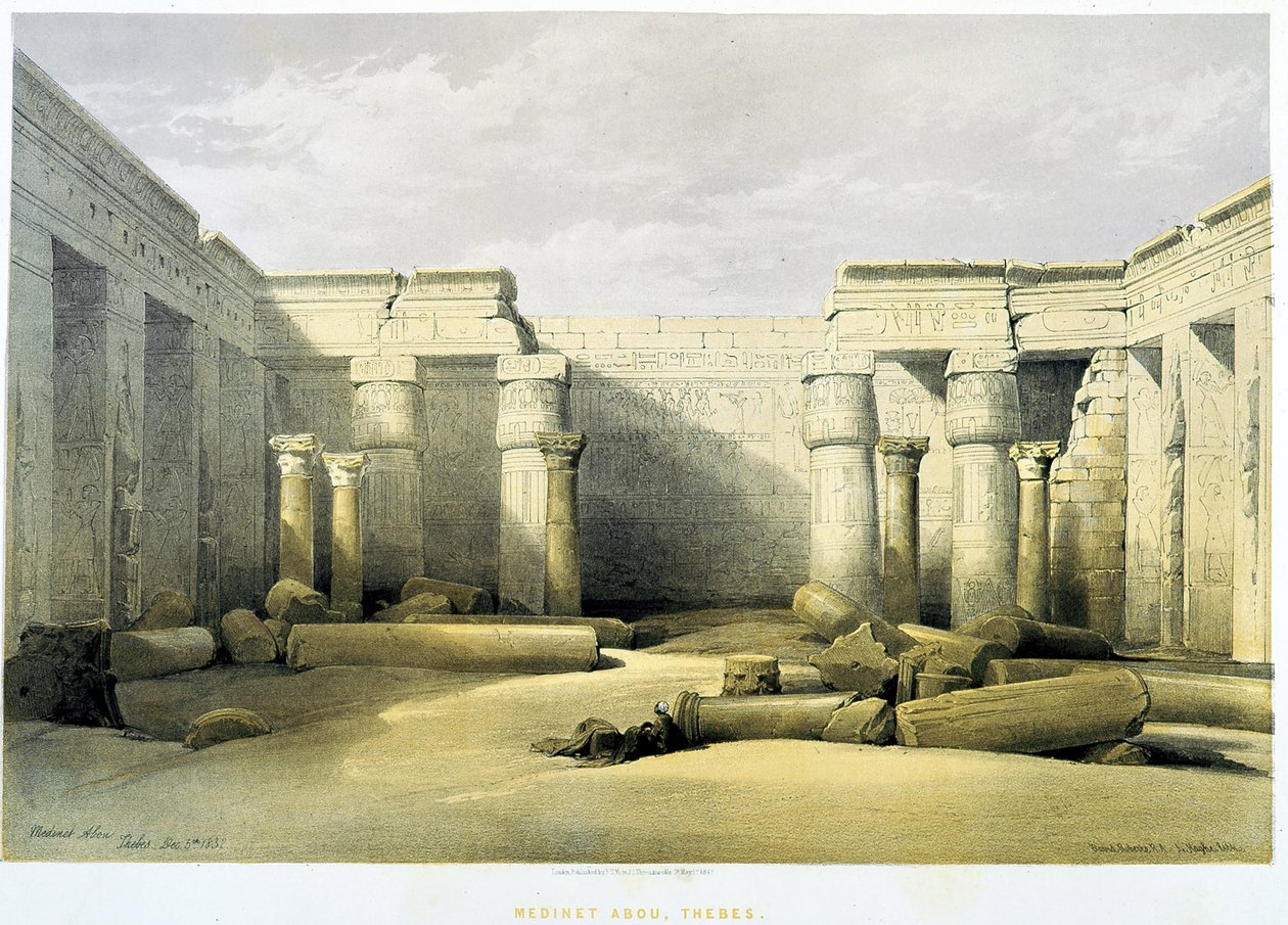 Medinet Abu, Tebas - en "La Tierra Santa", Londres 1849 de David Roberts